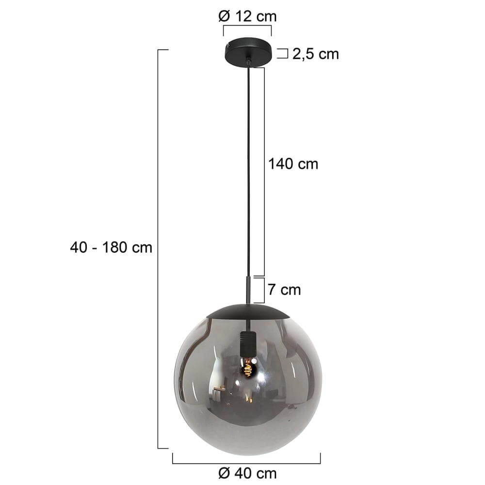 Hanglamp Bollique zwart met smoke glas Steinhauer 8712746177558
