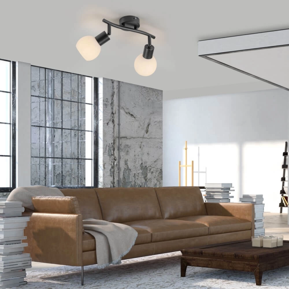 Zwarte plafondlamp Loki 2-lichts Just Light 4043689000769