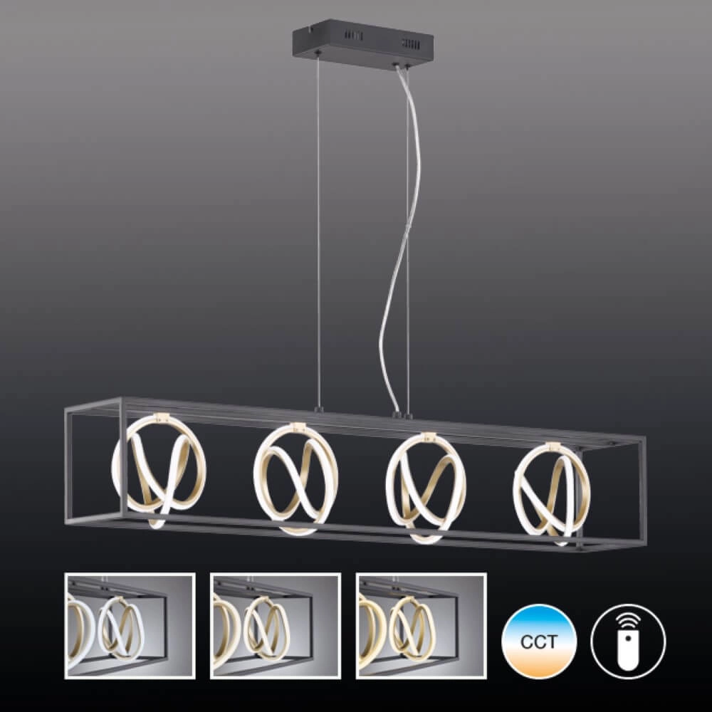 Design hanglamp Gisi 110cm zwart met goud Fischer & Honsel 4003694606066