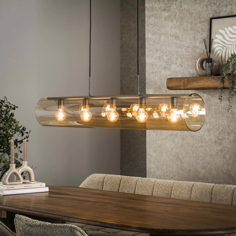 Glazen hanglamp Tube 120cm - amber glas