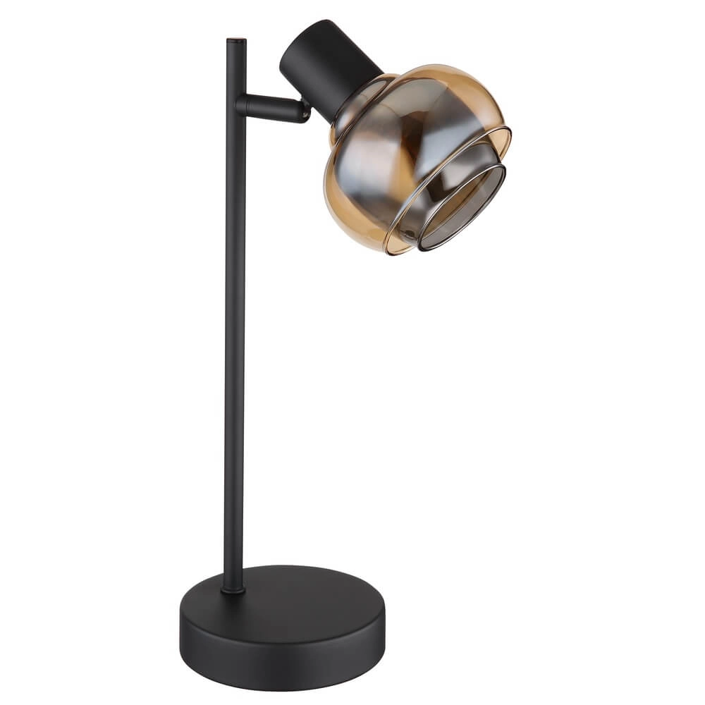 Zwarte tafellamp Tokki enkel amber smoke glas Globo 9007371452033