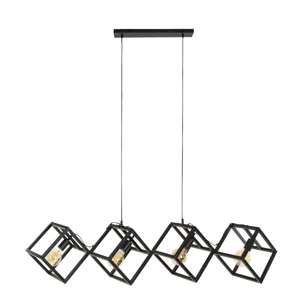Moderne hanglamp Cube 4x E27 - charcoal Lyora 8716803512771