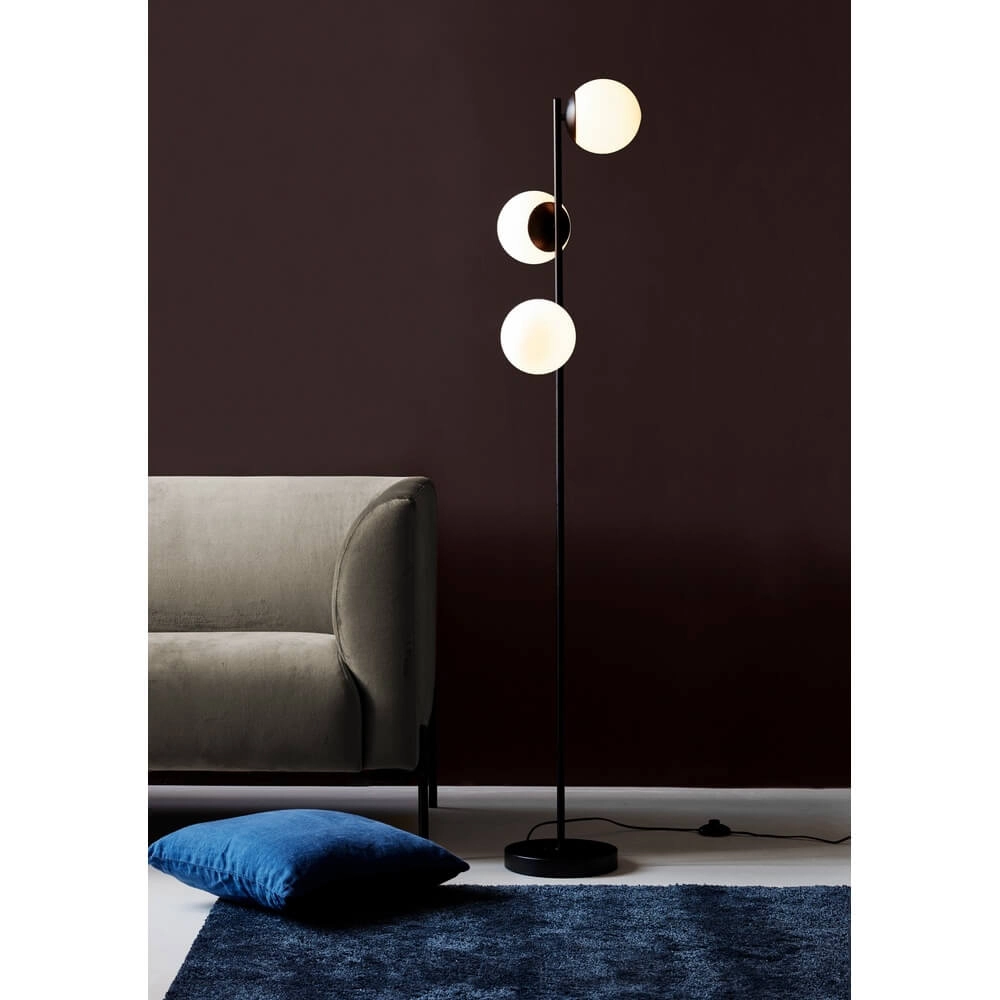 Vloerlamp Lilly 3-lichts zwart met witte bol Nordlux 5701581459182