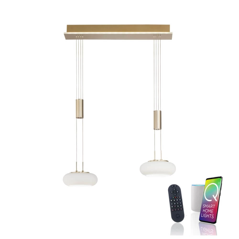 2-lichts hanglamp Q-Etienne messing Paul Neuhaus 4012248350416