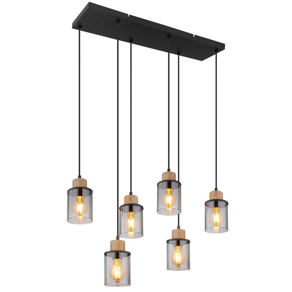 6-lichts hanglamp Reid zwart