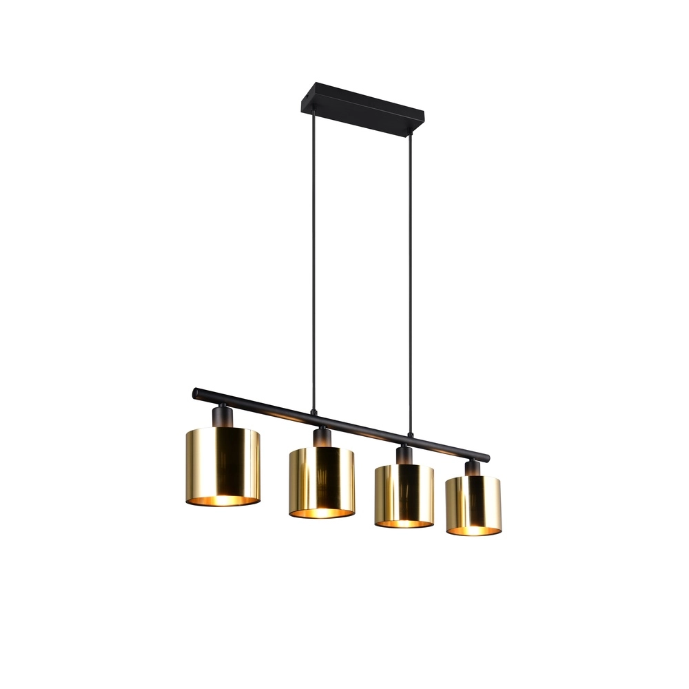 Hanglamp Jason zwart met goud 3-lichts Hanglamp Jason zwart met goud 3-lichts