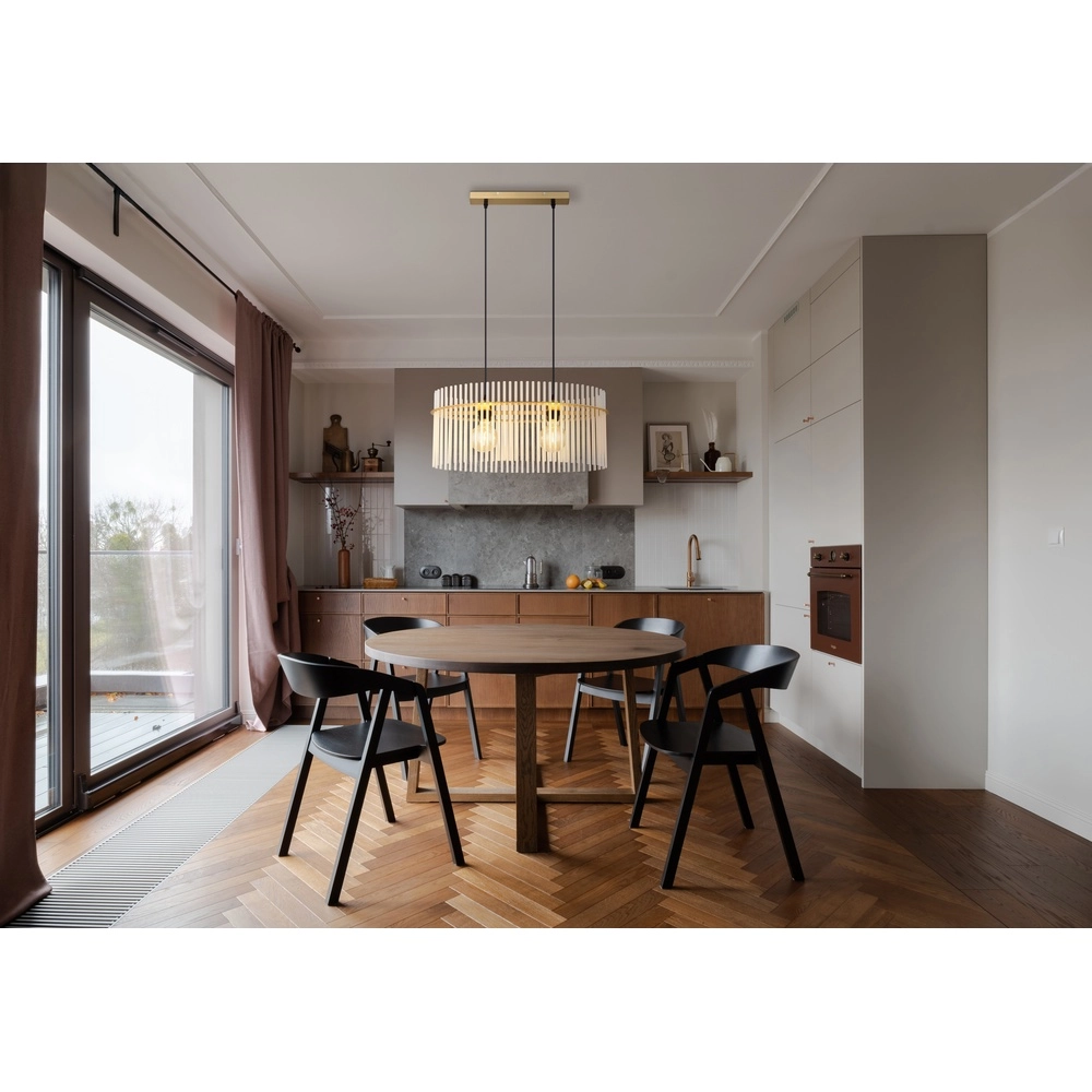 Hanglamp Gorley goud met witte glas staafjes Globo 9007371509140