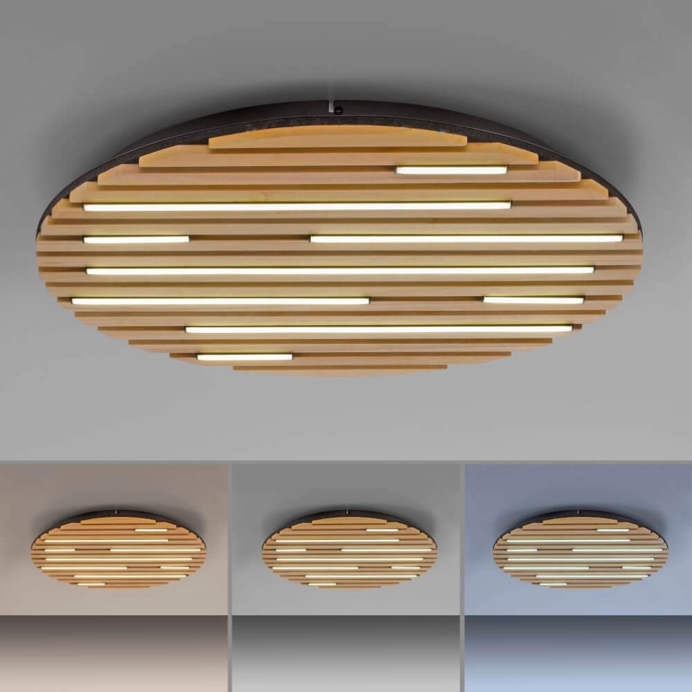 Ronde plafondlamp Q-Akustik Ø 60cm hout Paul Neuhaus 4012248385364
