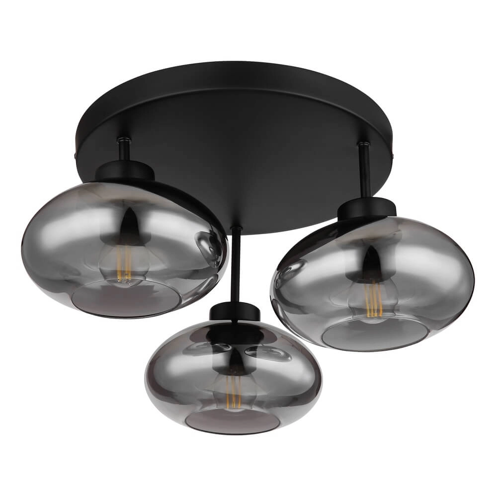 Zwarte plafondlamp Shaun 3-lichts Ø 40cm Globo 9007371439935