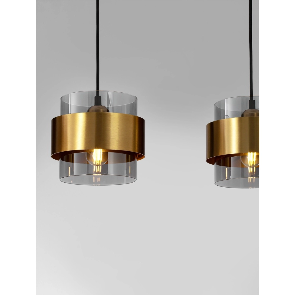 Hanglamp Sianna 4-lichts recht zwart en goud Lyora 5212017445421