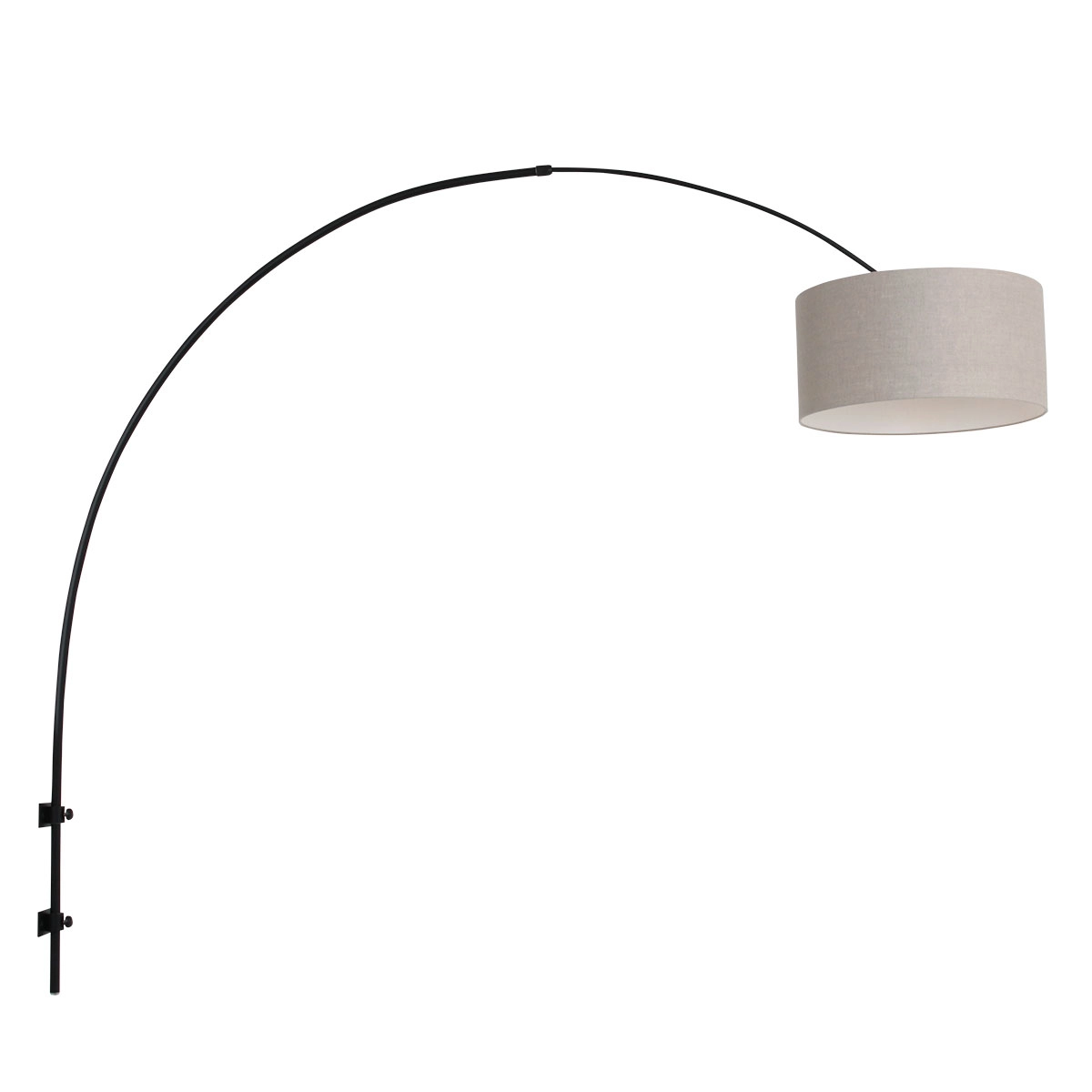 Wand Booglamp Sparkled zwart met taupe lampenkap