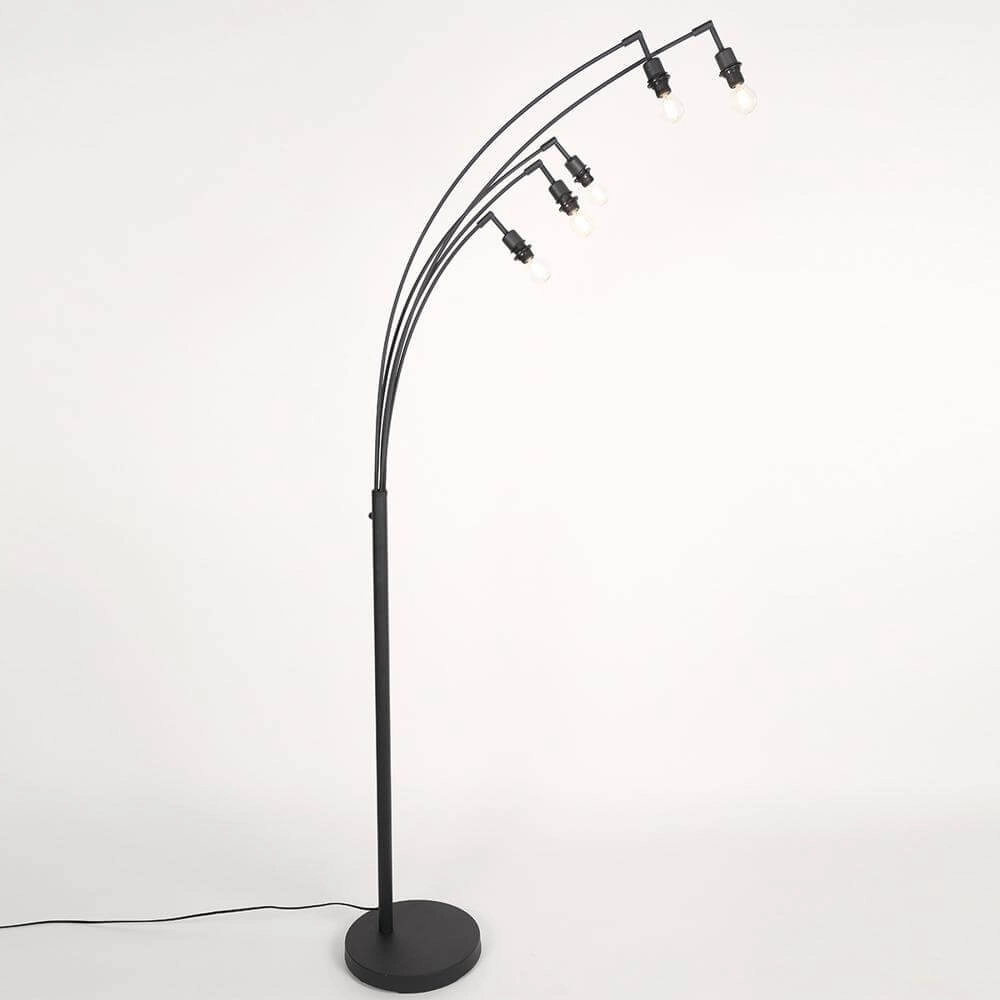 Vloerlamp Bambus zwart met bamboe 5-lichts Steinhauer 8712746171464