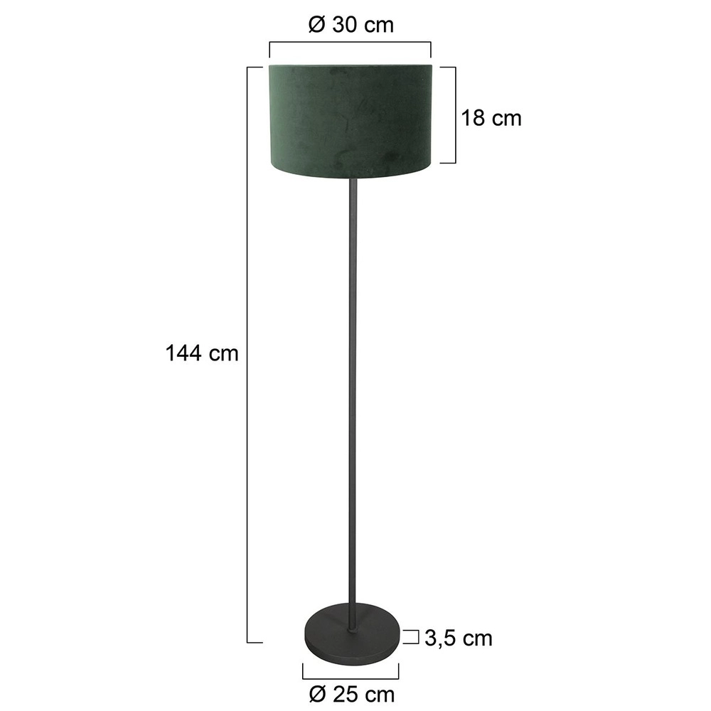 Zwarte vloerlamp Noor met groene kap Steinhauer 8712746182408