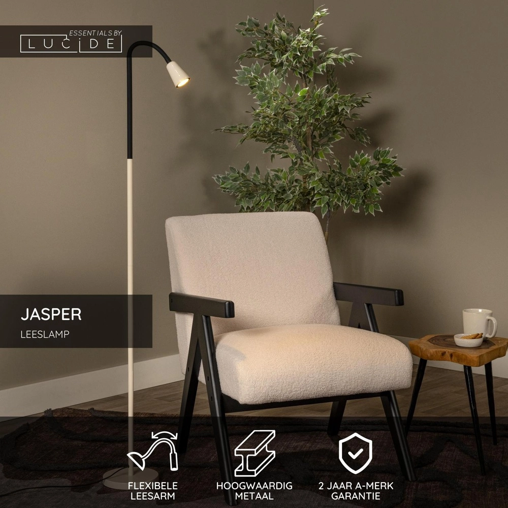 Leeslamp Jasper zand bruin Lucide 5411212650320
