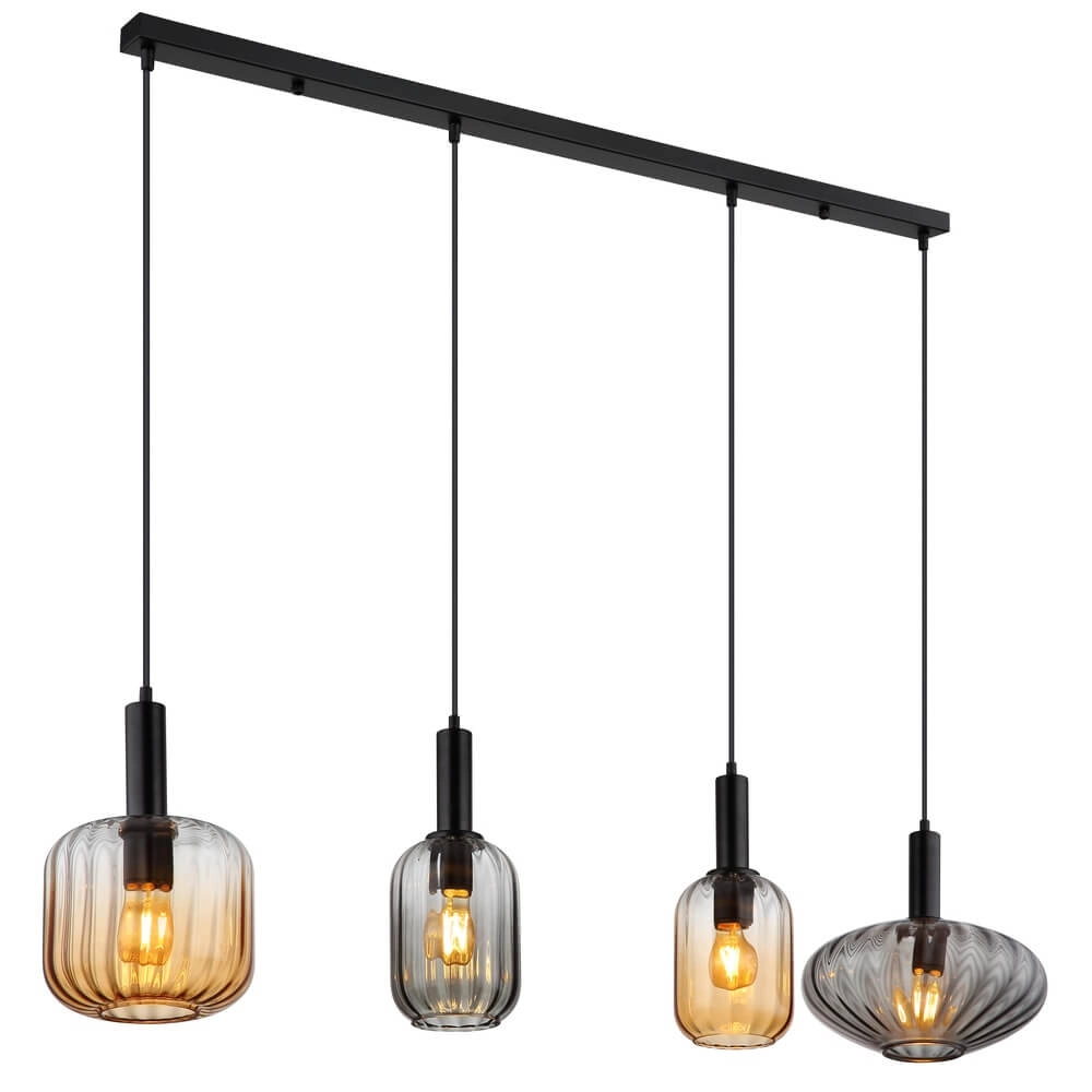 Hanglamp Valletta met gekleurd glas 4-lichts