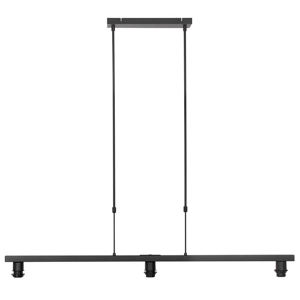 Zwarte hanglamp Stang met taupe linnen kappen Steinhauer 8712746165784