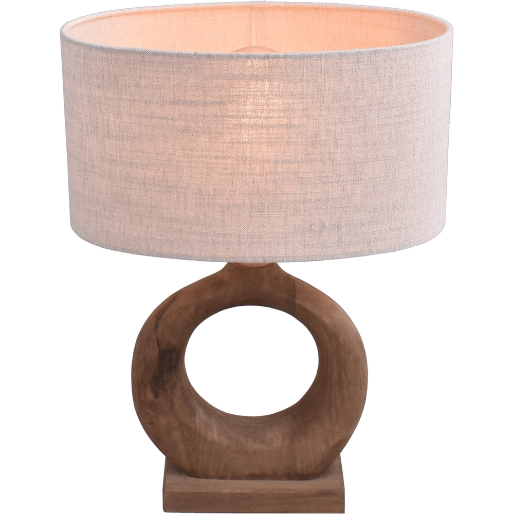 Japandi schemerlamp Woodie Round 35cm -hout met natural