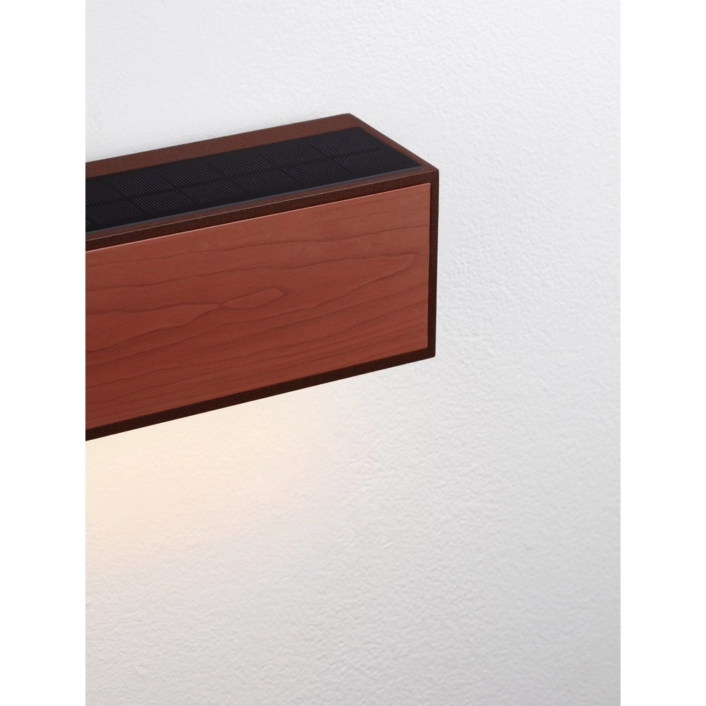 Solar wandlamp Brown roestbruin met hout Lyora 5212017449450