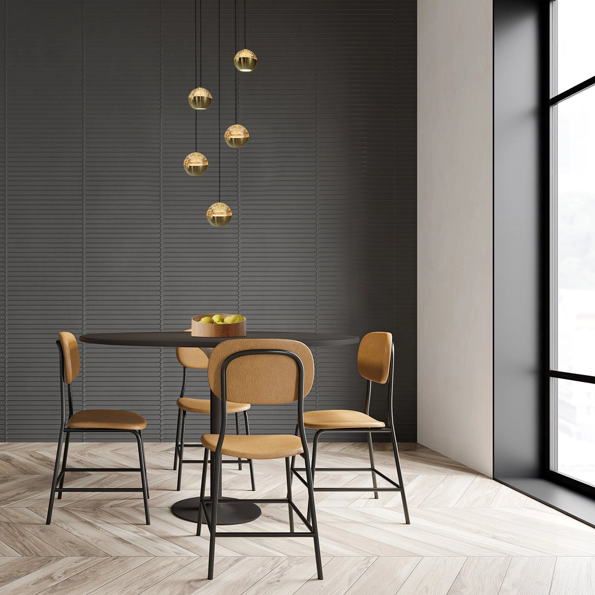 5-licht vide hanglamp Belluno led - messing goud met glas Steinhauer 8712746183870