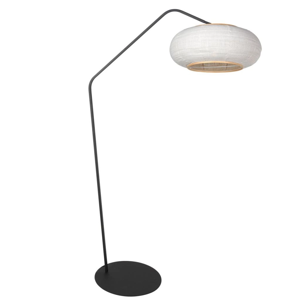 Zwarte vloerlamp Zig-Zag met witte kap Ø60cm
