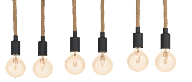 Landelijke hanglamp Youngstown 6-lichts zwart met hout Eglo 9002759433192