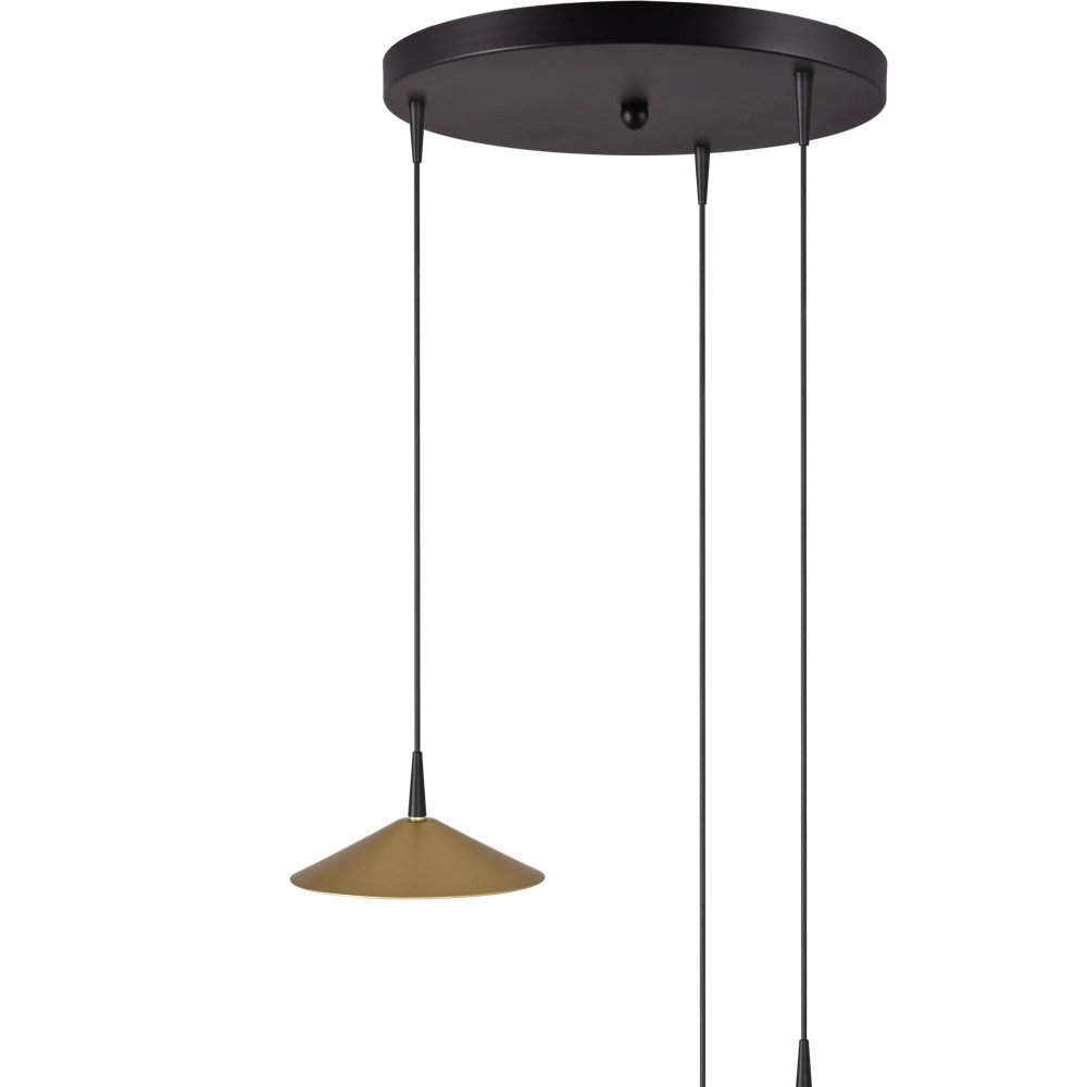 3-lichts hanglamp Ceppo zwart met goud Ø 18cm rond Masterlight 8718121358611