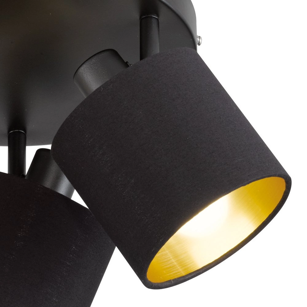 Plafondspot Tommy 3-lichts zwart met goud Trio 4017807388961