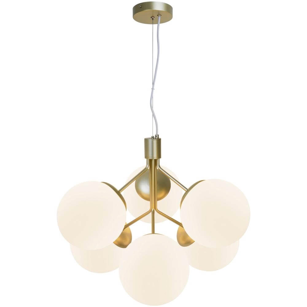 6-lichts hanglamp Ivona goud met wit glas Nordlux 5704924005343