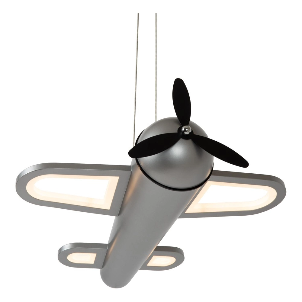 Kinderkamer hanglamp Fokker vliegtuig metaalgrijs Lucide 5411212771520