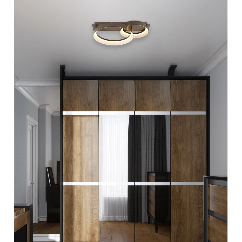 Strakke plafondlamp Syrakus koffie bruin 2 ringen Globo 9007371573080
