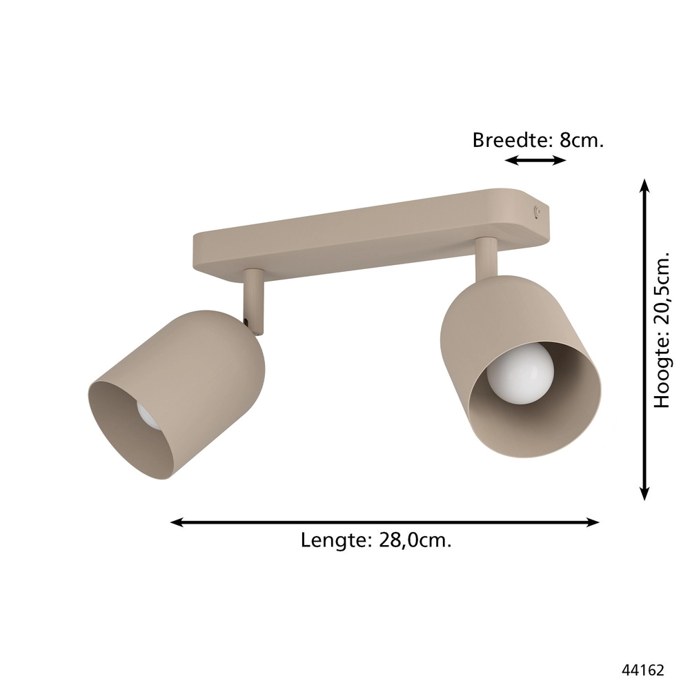 Design plafondspot Tilston 2-lichts zand bruin Eglo 9008606359721