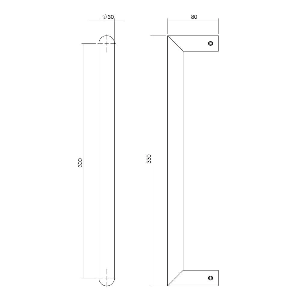 Deurgreep recht Gripon 33cm RVS Intersteel 8714186465172
