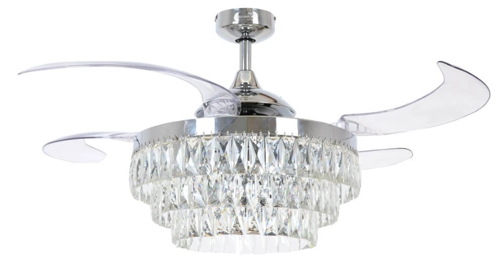 Chrome plafondventilator met kristal Fanway Veil Ø 122cm Chrome plafondventilator met kristal Fanway Veil Ø 122cm
