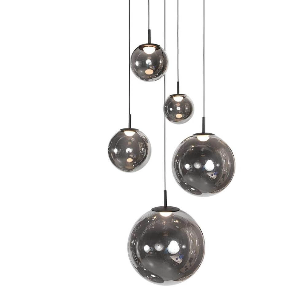 Vide hanglamp Bollique zwart 5-lichts