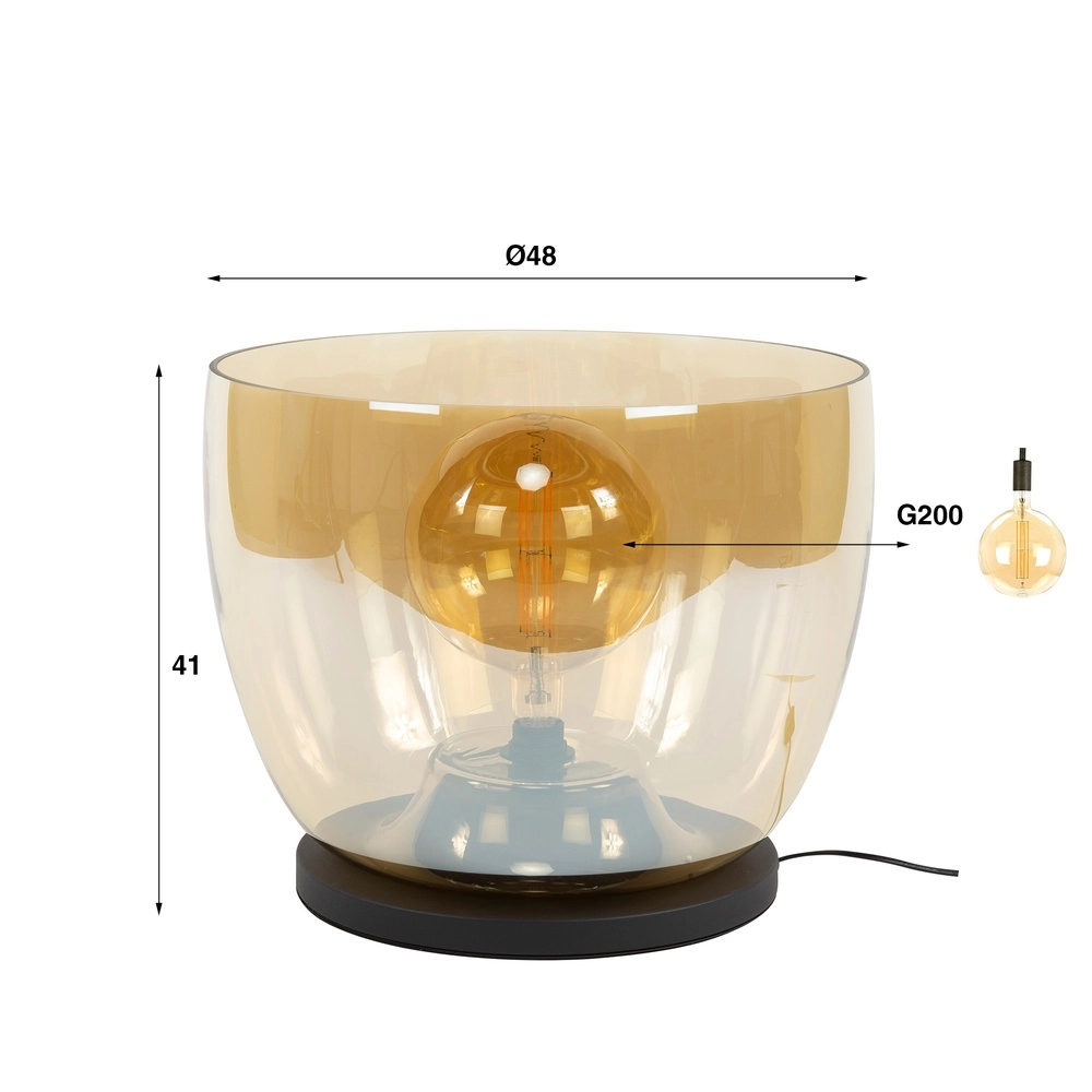 Vloerlamp amber glas UP Ø 48cm - 41cm hoog Lyora 8716803512641