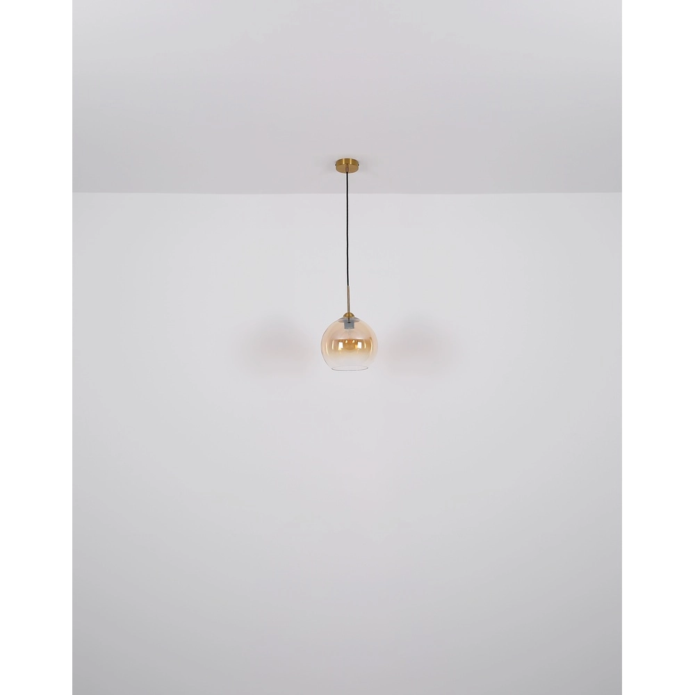 Gouden hanglamp Jamessa 6-lichts met amber glas Globo 9007371435692