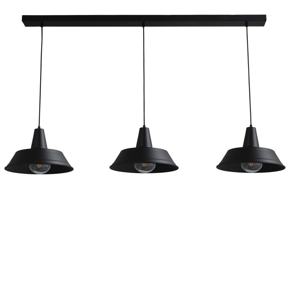 Zwarte vintage eetkamer lamp Industria 3x35