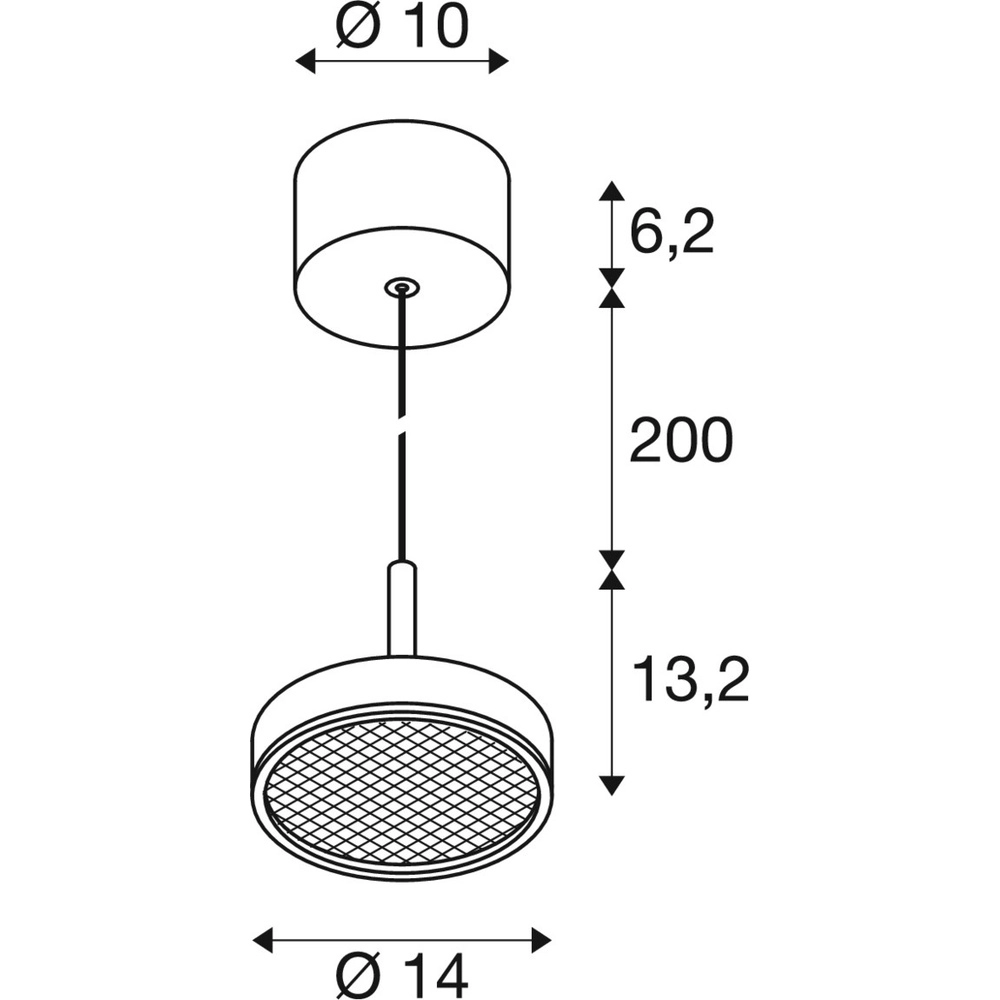 Hanglamp Grip! Flat wit met zwart Ø 14cm SLV 4024163304245