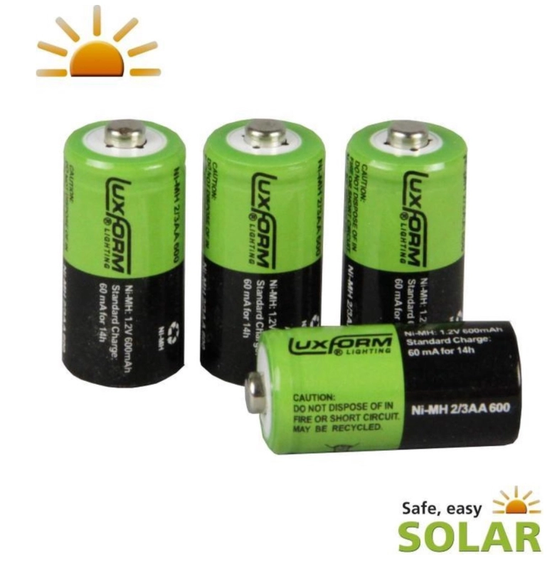 Oplaadbare Batterij 4X 600 MAH 2/3AA NIMH 1,2V voor solarlampen Luxform 715467099565