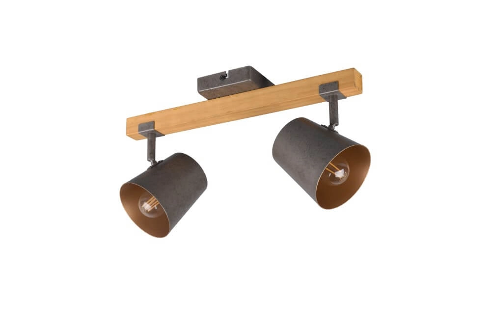 Spot Bell 2-lichts antiekgrijs met hout Spot Bell 2-lichts antiekgrijs met hout