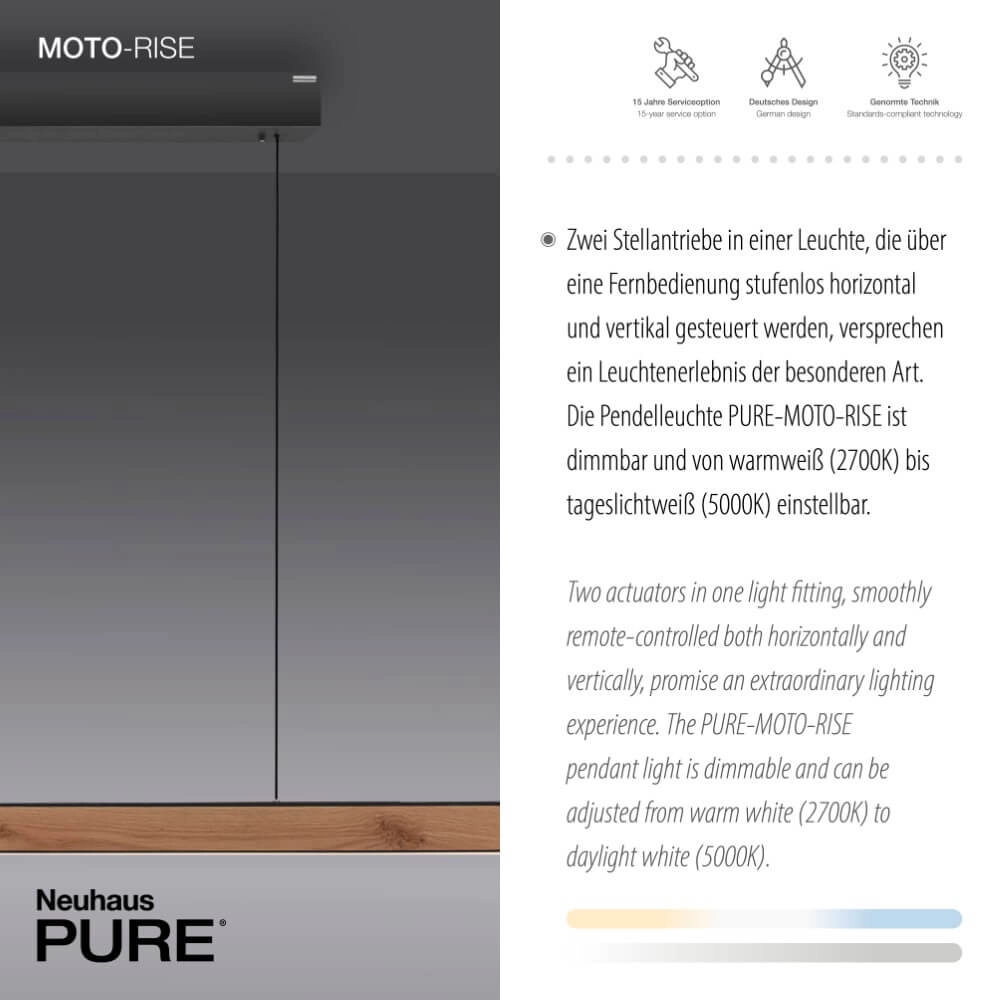 Design hanglamp Pure Moto-Rise hout Paul Neuhaus 4012248374443