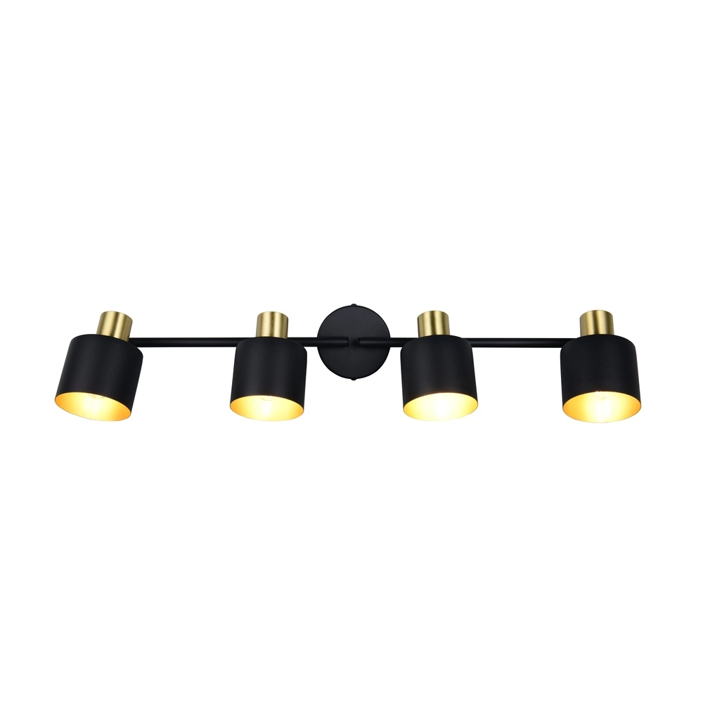 Plafondlamp Eva 4-lichts zwart met goud Trio 4017807654677