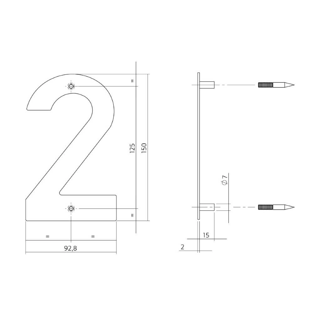 Huisnummer 2 Numbra 150x2mm RVS Intersteel 8714186126714