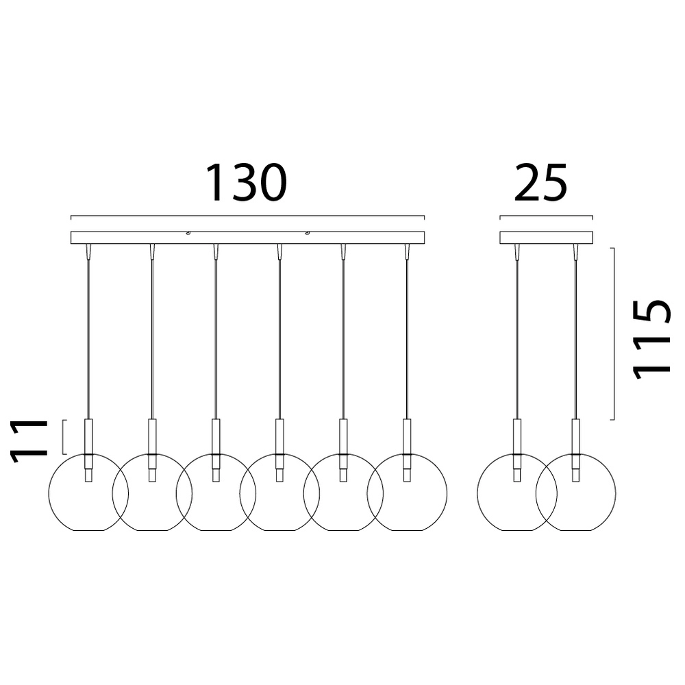 6L hanglamp Ø24cm Lido Ball met gold-fading glas Masterlight 8718121324982