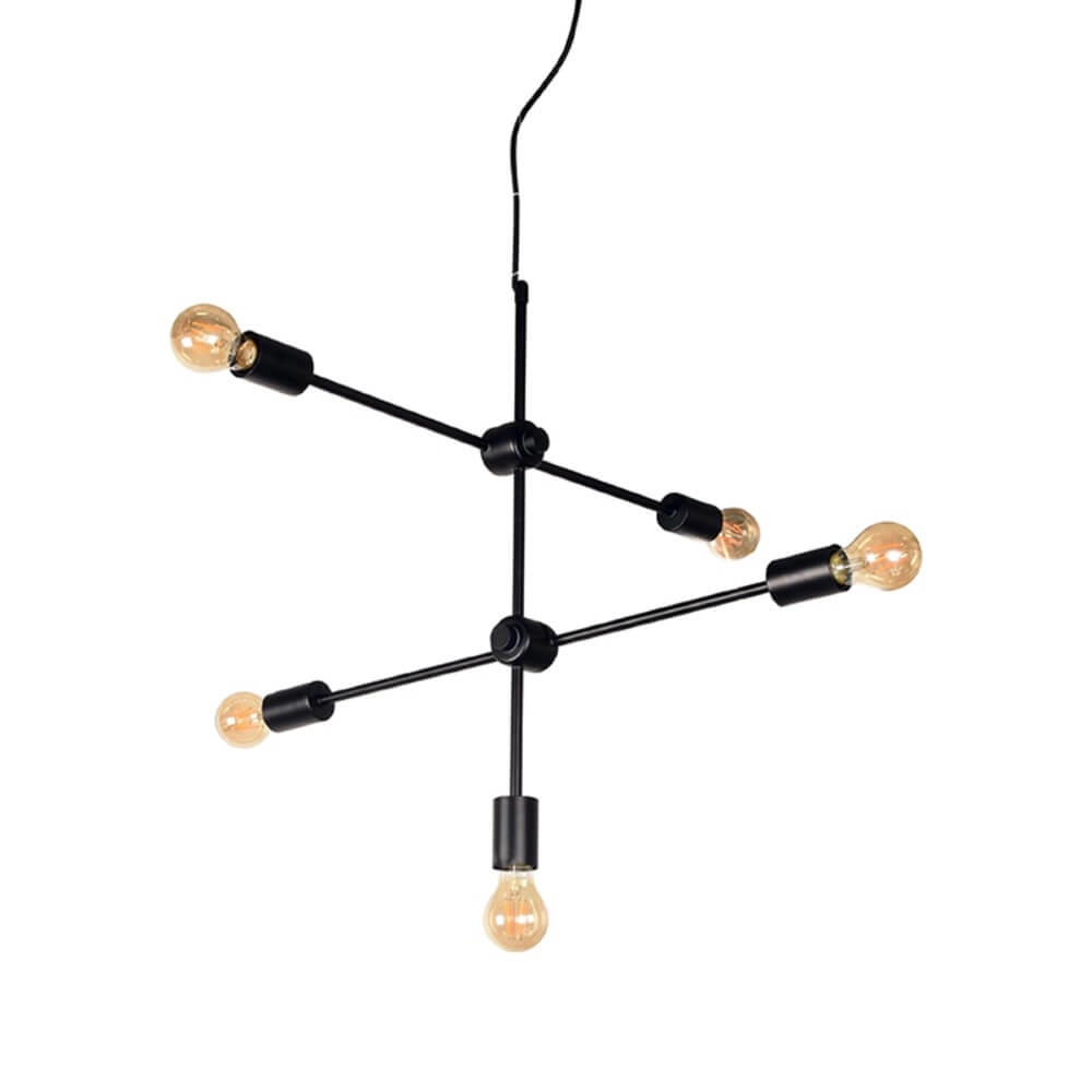 5-lichts hanglamp Stilo Ø 70cm - zwart Label51 8720195418948