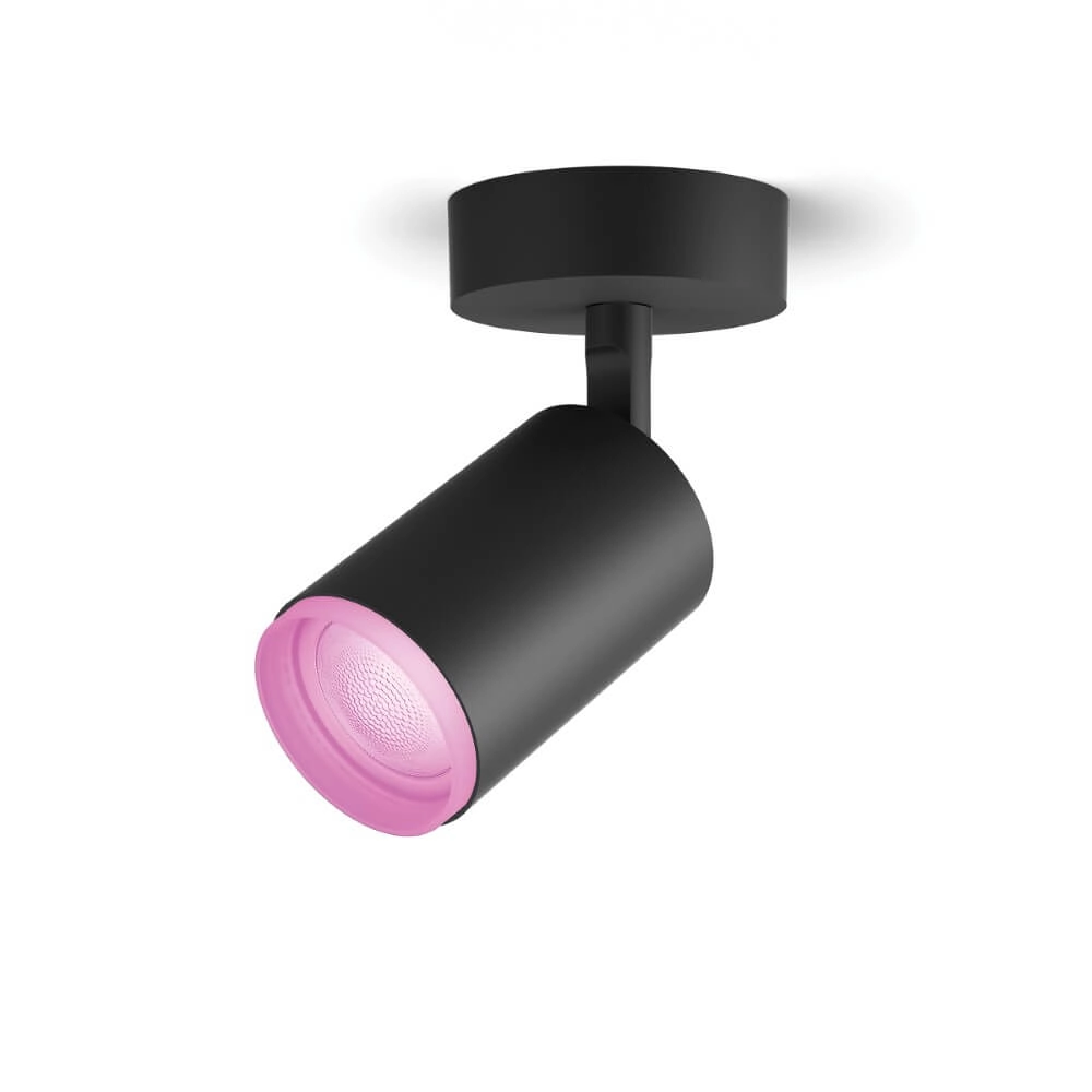 Enkele spot Hue Fugato - White and color zwart Philips 8718696171509