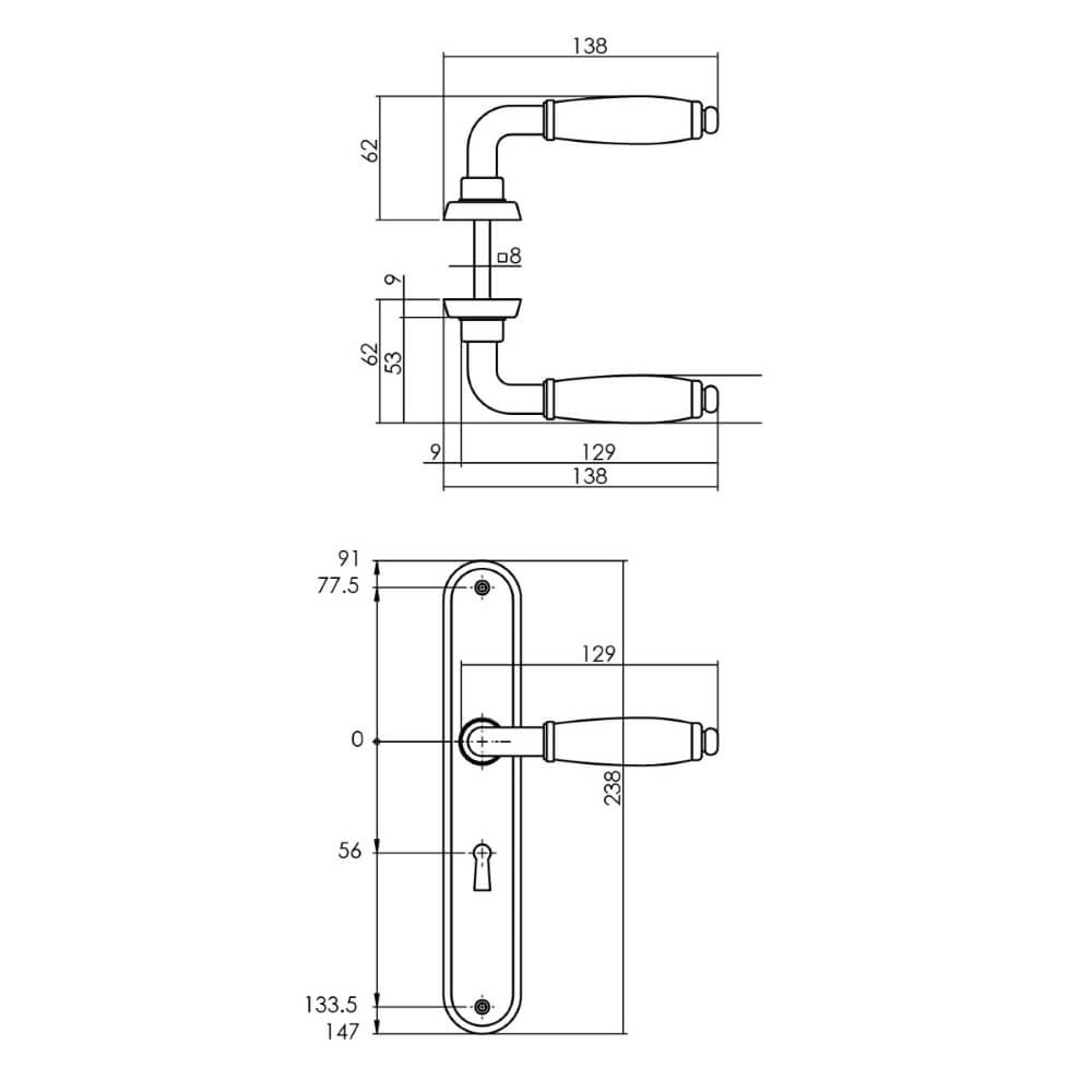 Deurklink Courgette ovaal sleutelgat mat chroom Intersteel 8714186489178