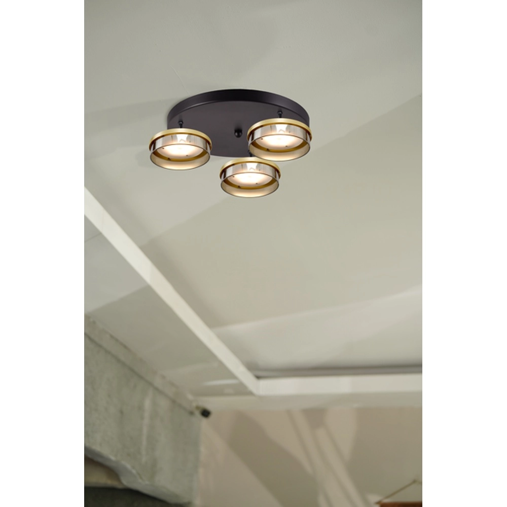 Plafondlamp Imperia 3-lichts zwart met goud Masterlight 8718121359595