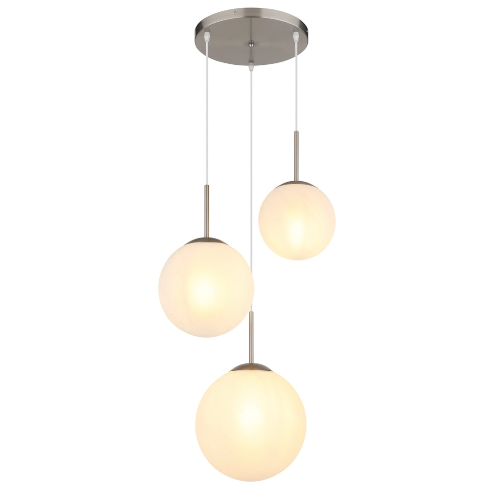 Design hanglamp Kop nikkel 3-lichts rond