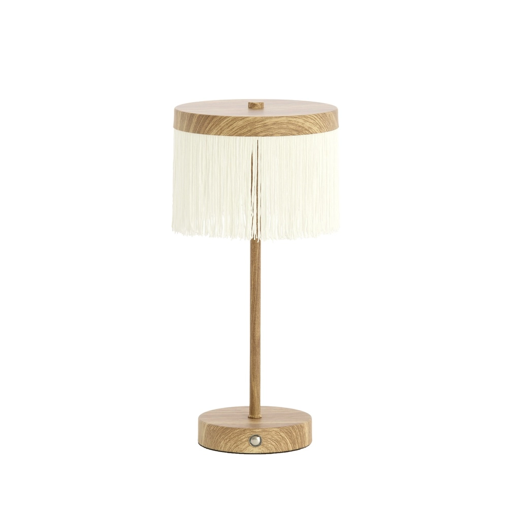 Oplaadbare schemerlamp Diny houtlook met wit